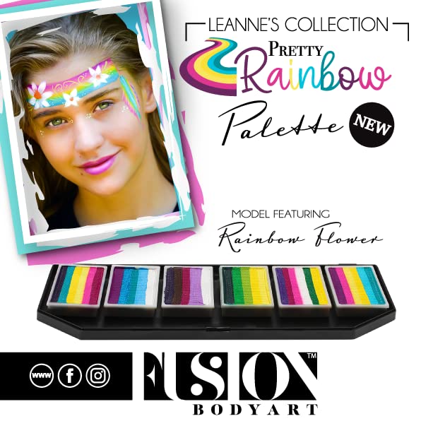 Fusion Body Art Pro Quality Professional Face Painting Palette - Leanne's Pretty Rainbow | Hypoallergenic Safe & Non-Toxic - Perfect for Full Face Designs and Cheek Art - Image 7