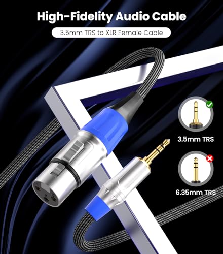 Tisino Cable XLR a Mini Jack, Cable Micrófono XLR Hembra a 3,5 mm para videocámaras, cámaras DSLR, dispositivo de grabación de computadora y más - 1M - imagen 2