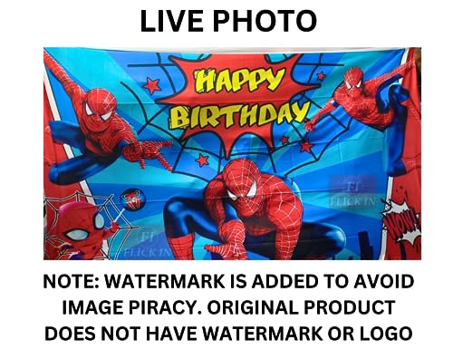 Image of FI - FLICK IN 1 pc Spiderman Theme Backdrop Cloth (6.5ft X 5ft) Super Hero Backdrop Curtain for Birthday Spider Man Theme Birthday Decorations (Pack of 1, Multicolor)