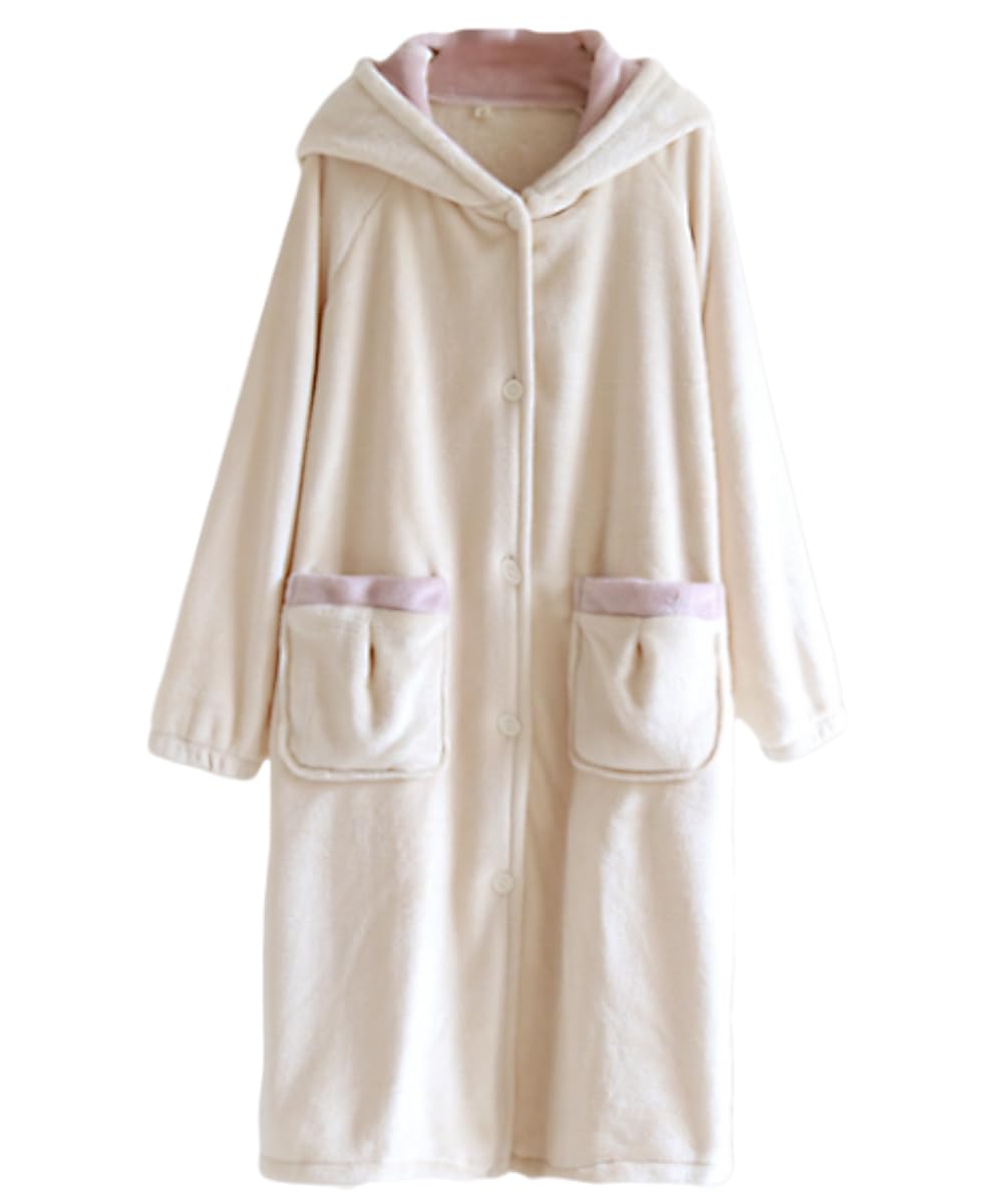 three Joy モコモコガウン L アイボリー