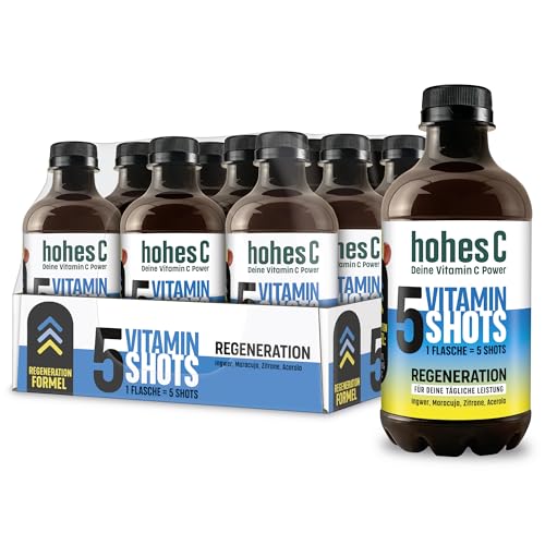 hohes C Vitamin Shots Regeneration (12 x 330ml) – Für die tägliche Leistung; mit Ingwer, Maracuja, Zitrone und Acerola – vegan, ohne Zuckerzusatz & Konservierungsstoffe