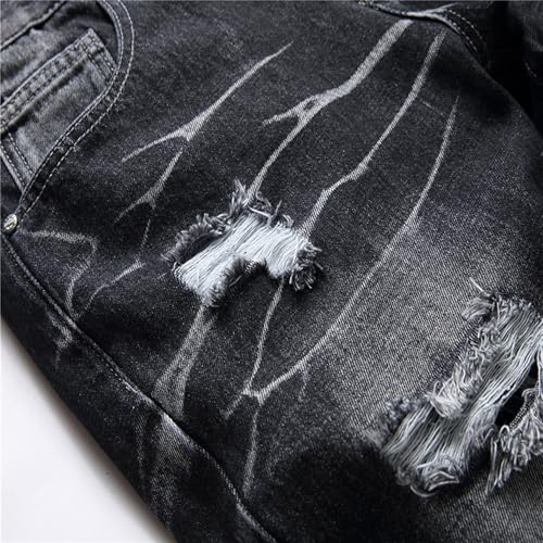 Ripped Distressed Washed Denim Jeans Men Slim Fit Straight Fit Casual Fashion Streetwear Vintage Destroyed Comfort Jeans4