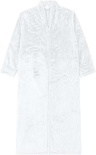 Pijama para hombre, albornoz para sauna, cremalleras de manga larga, traje de casa, bata de noche de un solo color, bata de felpa cálida, bata de invierno suave y mullida