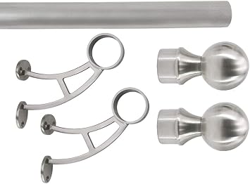 Solid Bar Mount Foot Rail Kit Custom-Made, 2" OD Brushed Stainless Steel Tubing, Bar Mount Foot Rail Bracket, End Cap Ball End Cap, 2 ft 24 in x 1