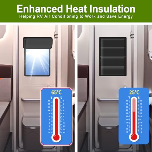 Image of RV Door Window Shade Cover 25 inch (L) x 16 inch (W), Foldable Hook&Loop Design, RV Blackout Window Cover with UV Protection, Waterproof Fabric, Reflective