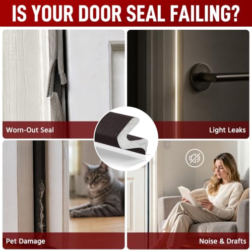 Image of 40 Feet Door Weather Stripping, Kerf Weather Stripping for Doors with Groove, Kerf Door Seal for Large Gap and Easy Installation(40, Brown)