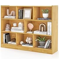 COSTWAY Wooden Cube Bookcase, 3 Tier Open Storage Shelving Unit with 8 Compartments, Freestanding Display Bookshelf for Living Room, Kids Playroom and Study (Wooden)