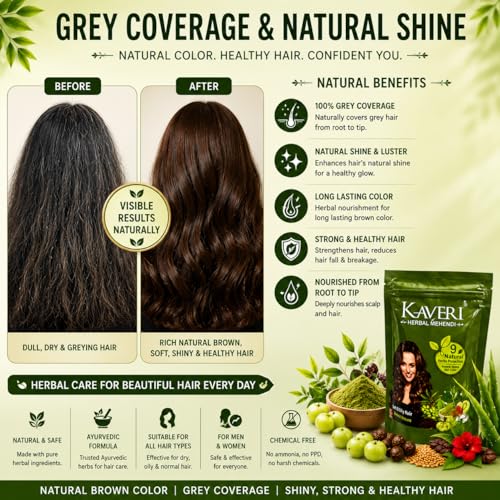 Kaveri Herbal Henna Natural Brown - Polvo de Henna para Cabello 150 g miniatura 5