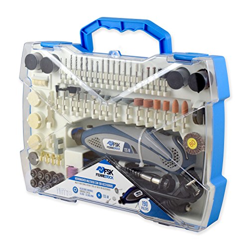 Ferrestock FSKMT190 Kit de Herramienta rotativa multiusos con maletín de 190 accesorios