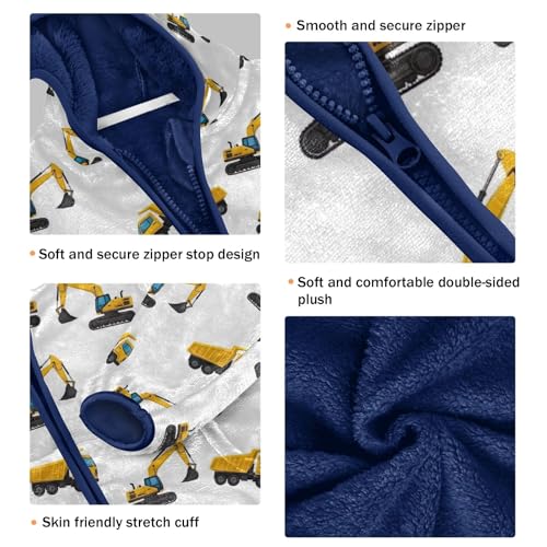 CHIFIGNO Construction Trucks Excavators White Toddler Boy Winter Coat Warm Fall Jacket for Toddler 3T3