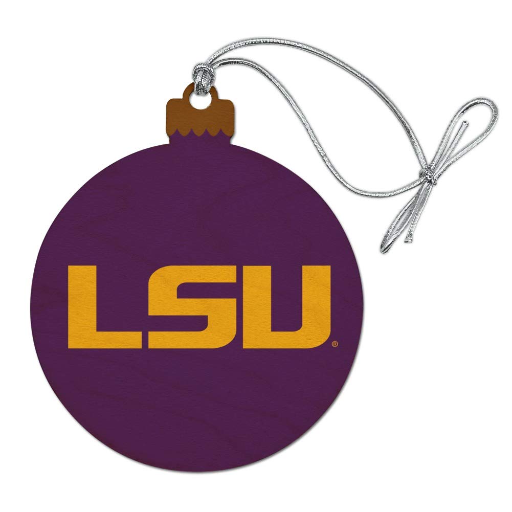 GRAPHICS & MORE LSU Logo on Purple Wood Christmas Tree Holiday Ornament