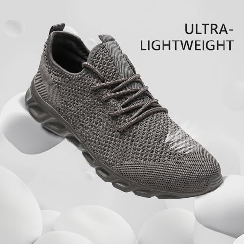 Image of Tvtaop Sneakers for Womens Non Slip Walking Tennis Shoes Grey Size 8.5 | Lightweight Running Workout Gym Shoes|Comfort Daily Walking and Long-term Standing|Mesh Upper|Breathable