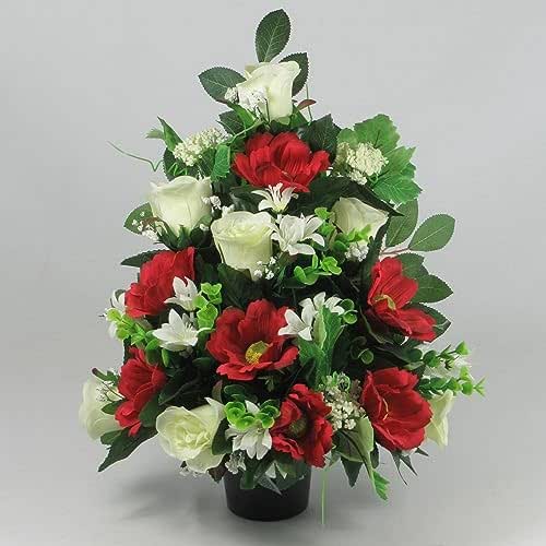 Just Because Silk Flowers Flat back artificial flower grave arrangement