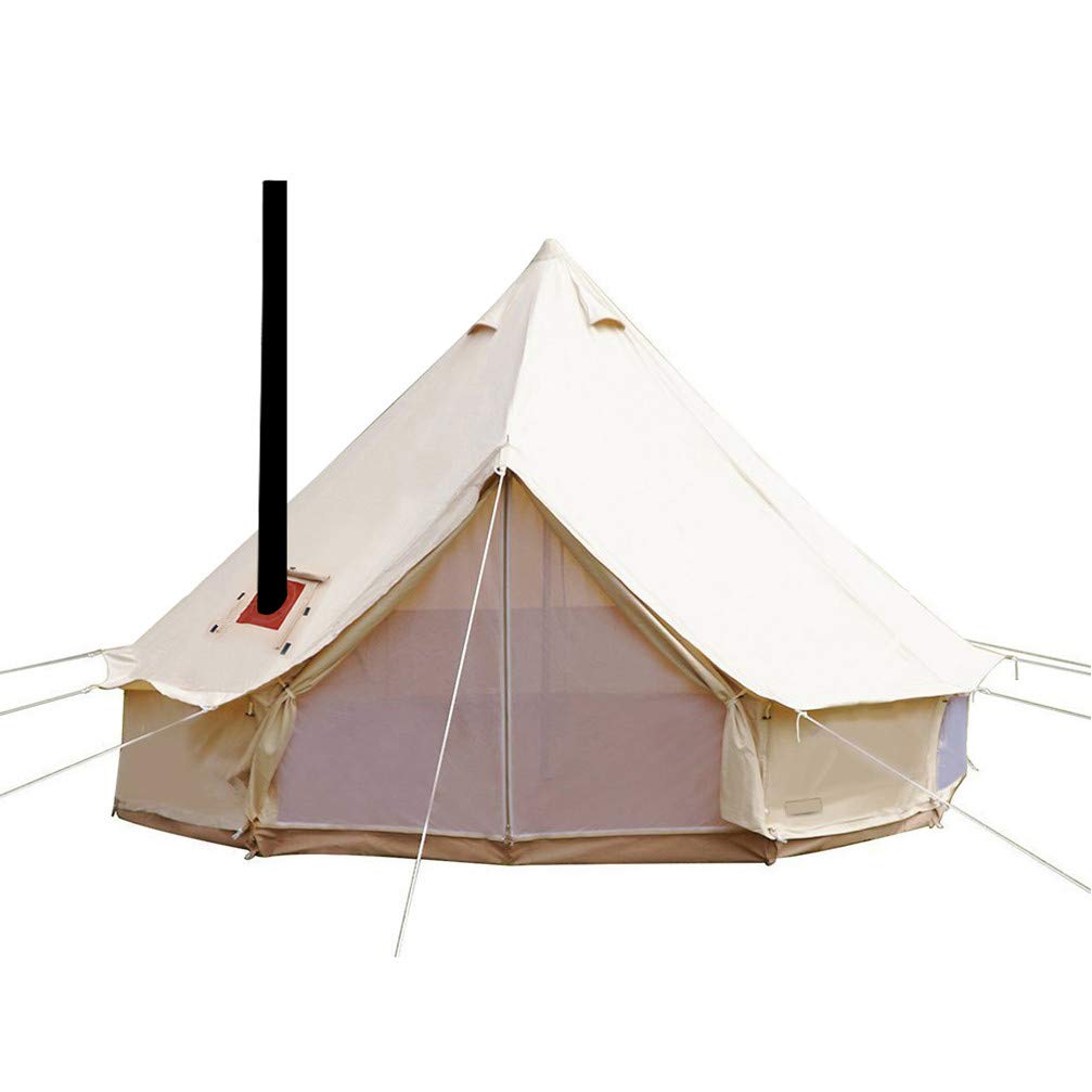Sport Tent-wasserdichte Campingzelt Familienzelt Baumwolle Tipi Zelt mit Herdheber/Lochrohrentlüftung Indiana Zelt 3-6M Bell Tent Teepee Pyramidenzelt für Gruppen Familien