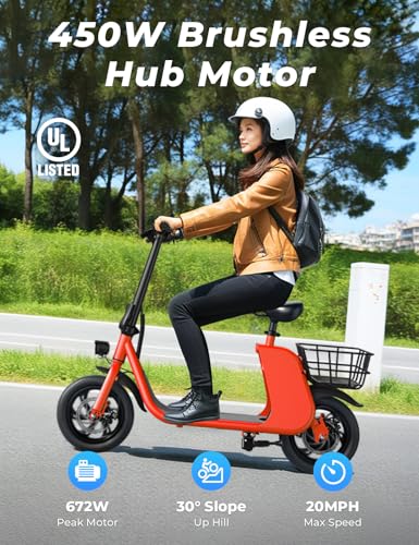 Windhorse Electric Scooter with Seat for Adults, 650W Peak