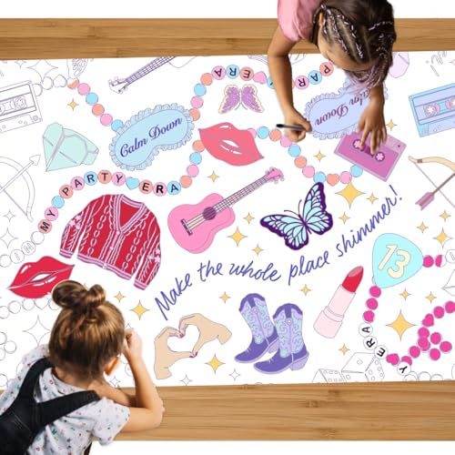xo Fetti ERAS Coloring Tablecloth | ERAS Party Decor Kids Party Table Setting Birthday Craft Activity Concert Pregame Girls Night