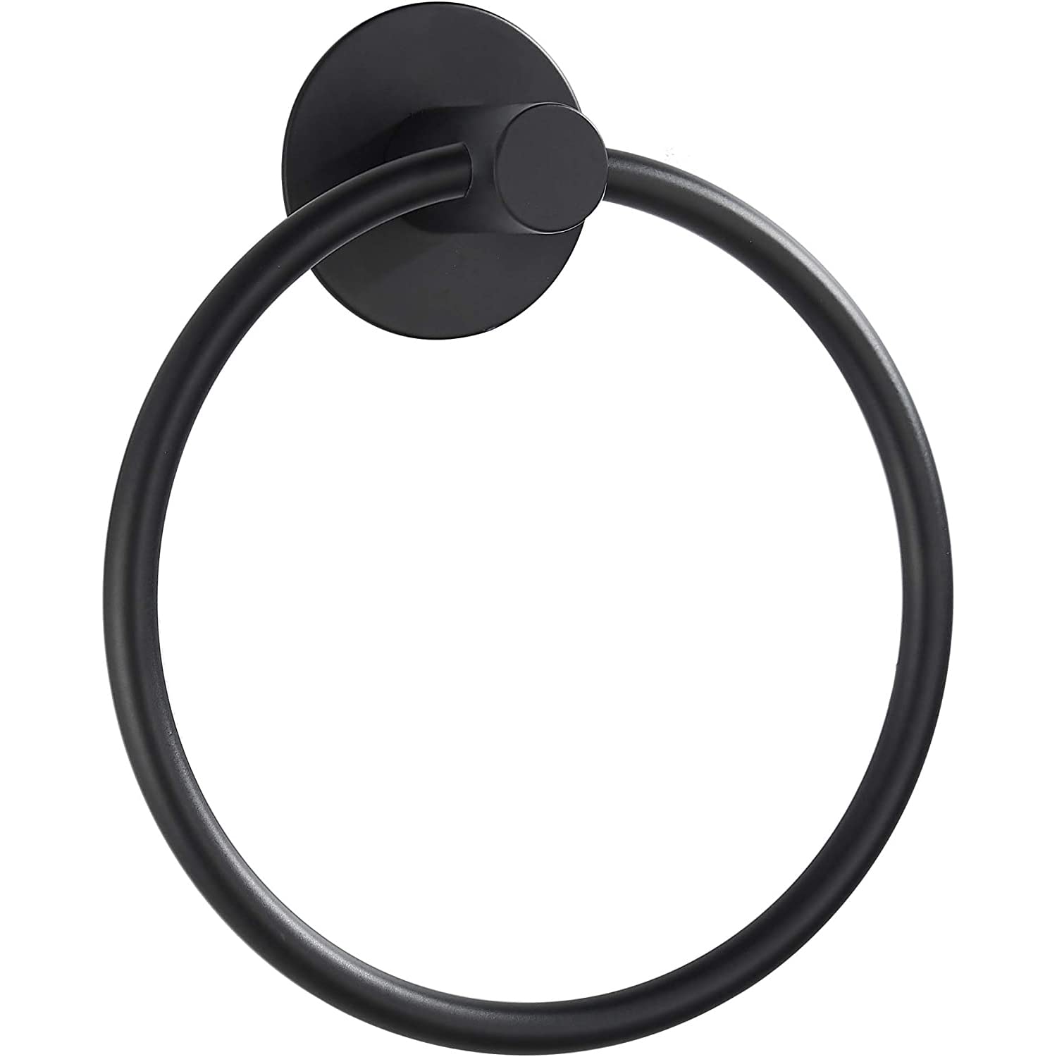 X spring Adhesive Towel Ring, 304 Stainless Steel Wall Mount Adhesive Towel Hanger, Rustproof Brushed Nickel Bathroom Towel Ring, No-drilling Hand Towel Holder for Painted Wall (Matte Black)