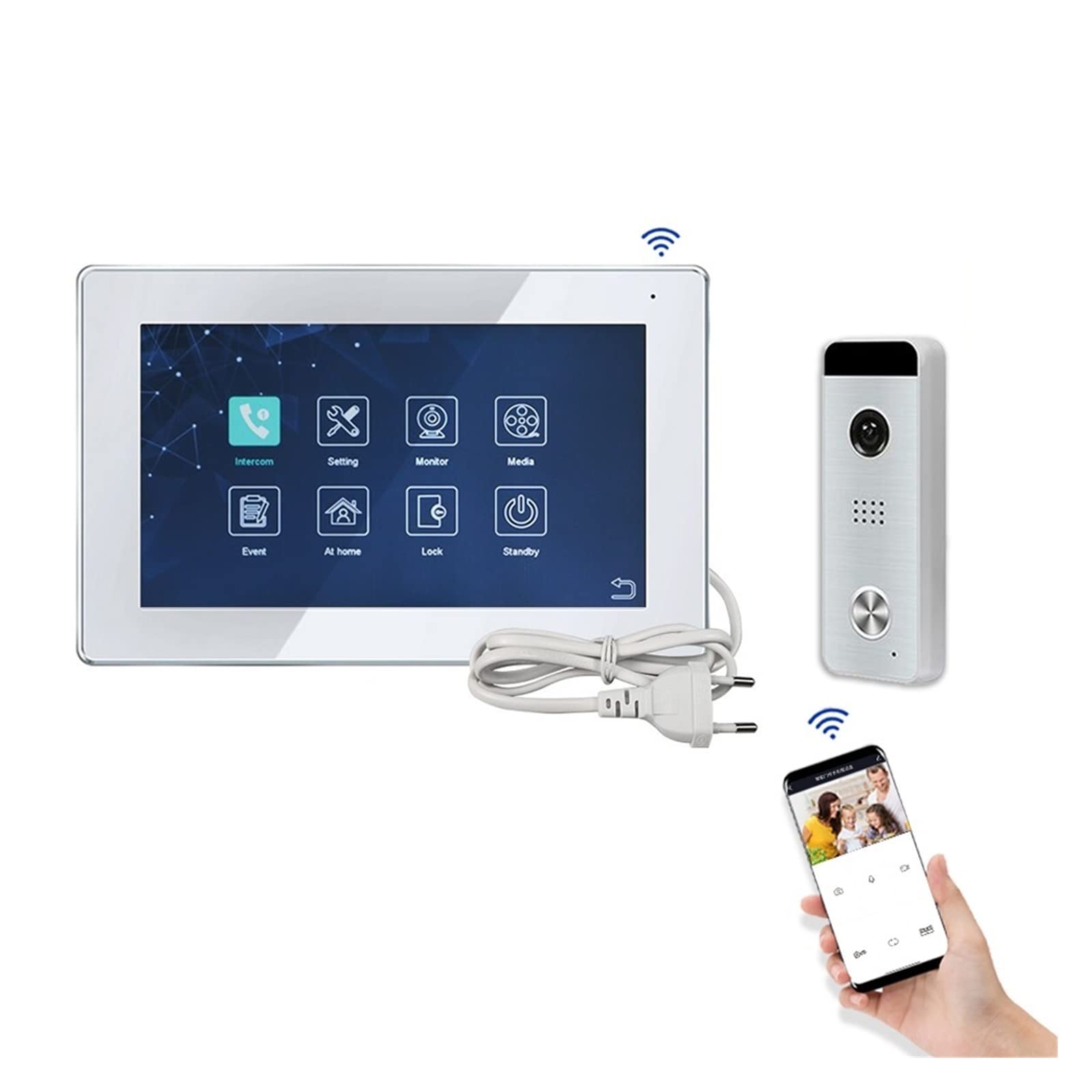 Videocitofono Wifi, Videocitofono Tuya da 10 pollici for il videocitofono multilingua del telefono del portello del touch screen domestico con controllo di accesso remoto per la sicurezza domestica(J-