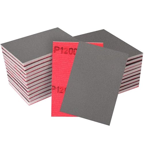 STEBRUAM 24 Éponges à Poncer,Grain 1200 (70x100 mm) – Lot de Papier de Verre Humide/Sec pour Ponçage