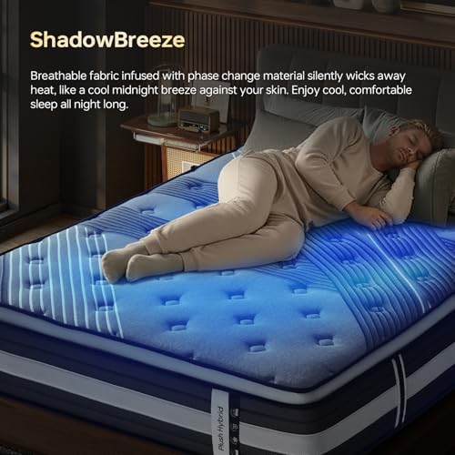 Full 12 Inch Hybrid Mattress in a Box, Medium-Firm Euro Top, ActiveCool Gel Memory Foam for Pressure Relief & Motion Isolation, Fiberglass-Free, CertiPUR-US Certified,Shadow 110-Night Trial - Thumbnail 3