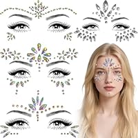Glitzersteine Selbstklebend Gesicht, 4 Stück Strasssteine Gesicht, Juwelen Kristalle Edelsteine Temporäre Tattoos, Festival Glitzer Gesicht, Klebesteine Gesicht für Karneval Schminke Party Make-up