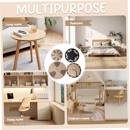 Cesta de mimbre para pared (4 uds., 8-12") redonda de decoración boho 6