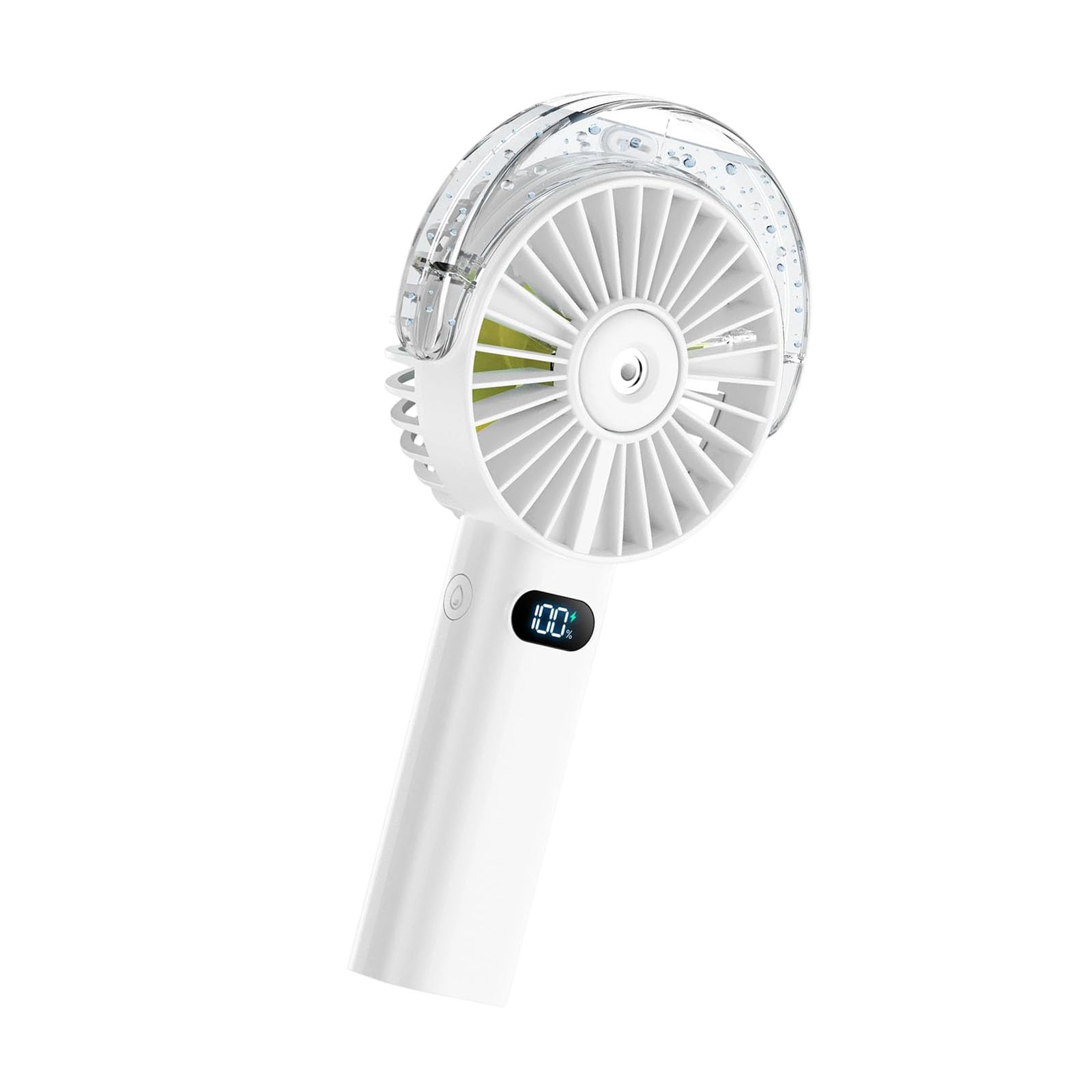 Tsynapter Rechargeable Handheld Fan with Cooling Mist, 4000mAh Desk Fan with Digital Display for Work Travel Outdoors Daily Mist Cooling Rechargeable Handheld