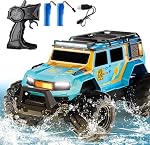 Ambhibious Remote Control Car Waterproof Monster RC Voitures 4WD Tous les jouets de véhicule hors route terrain avec 2.4 GHz LED Lumières pour 6 7 8 9 10 11 12+ Année Vieux enfants Garçons Filles Cadeaux cadeaux (Blue)