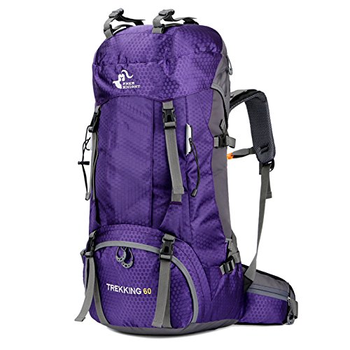 Lightinthebox Poliéster Mochila Resistente a la Lluvia Secado Rápido Listo para Vestir al Aire Libre Senderismo Camping Caminata (60L) (Morado)
