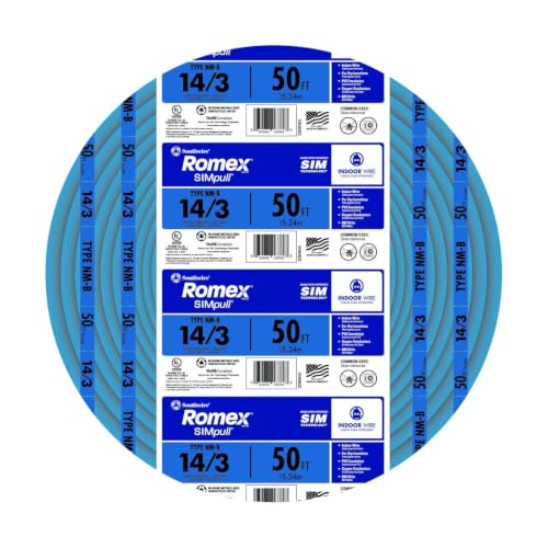 Southwire Romex SIMpull Wire 14 Gauge 3 Conductor 50 Ft W/G NM-B Cable Blue 63946922