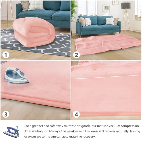 Image of Baby Play Mat for Floor Nursery Rug Muscle Mat Area Rug Playroom Rug 74 inchx50 inch Playpen Mat Elastic Foam 1.3 inch Thick Crawling Mat for Babies,Toddlers, Infants, Kids,Light Pink