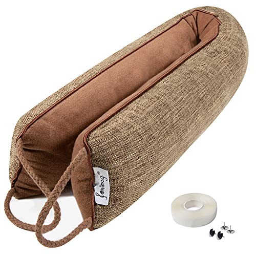 fowong Coffee All Season Protection Door Stopper 32inch, Under Door Wind and Noise Blocker Under Door Air Circulation Blocker Door Guard Easy Storage with Hooks&Loops