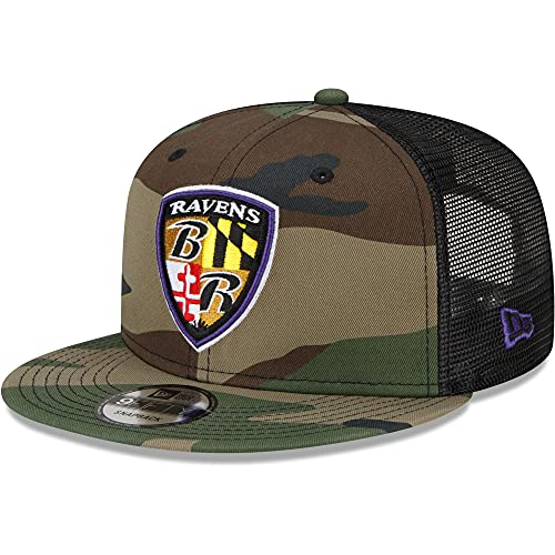 New Era Men's Camo Baltimore Ravens Woodland Trucker 2.0 Vintage 9FIFTY Snapback Hat