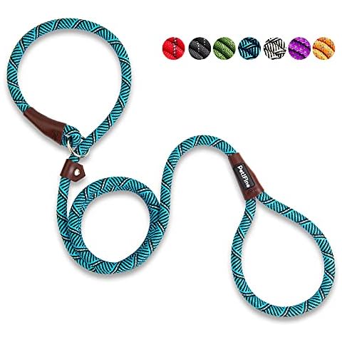 PetiFine Slip Lead Dog Leash,6FT x 1/2" Reflective Durable Dog Training Leash, Heavy Duty Adjustable Nylon Dog Rope Leash Slip Leash for Small Medium Large Dogs (Blue) Cover