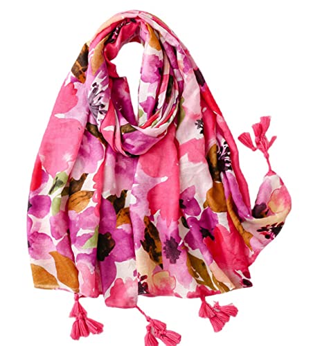 FAIRYGATE Schals für Damen Halstuch Tuch Kopftuch Schal Tücher Mama Geschenk XXL rosa Blumen Stola für Abendkleid Hochzeit Halstuch 65035