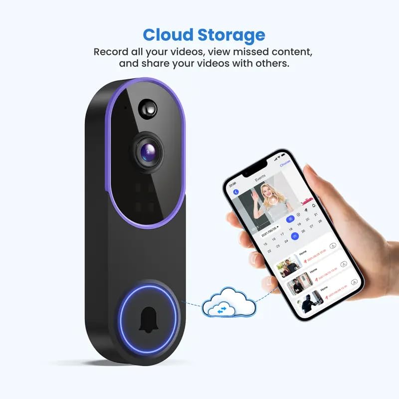 Image of Wireless Video Doorbell Camera, Smart Security, 1080P, AI Human Detection, Night Vision, Instant Alert, Two-Way Audio, 2.4G WiFi Only, Simple Installation, Rechargeable Battery, Cloud Storage