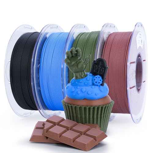 Image of AMOLEN Matte PLA Filament 1.75mm Bundle, Chocolate Brown, Amolen Blue, Black, Olive Green, 4 * 1KG