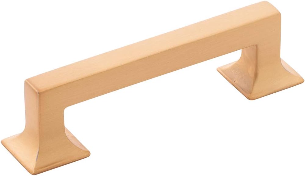 Hickory Hardware Studio Collection Pull 3-3/4 Inch (96mm) Center to Center Brushed Golden Brass Finish (10 Pack)