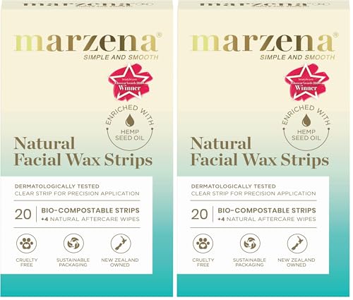Marzena Natural Facial Wax Strips 20pk, Clear (Pack of 2)