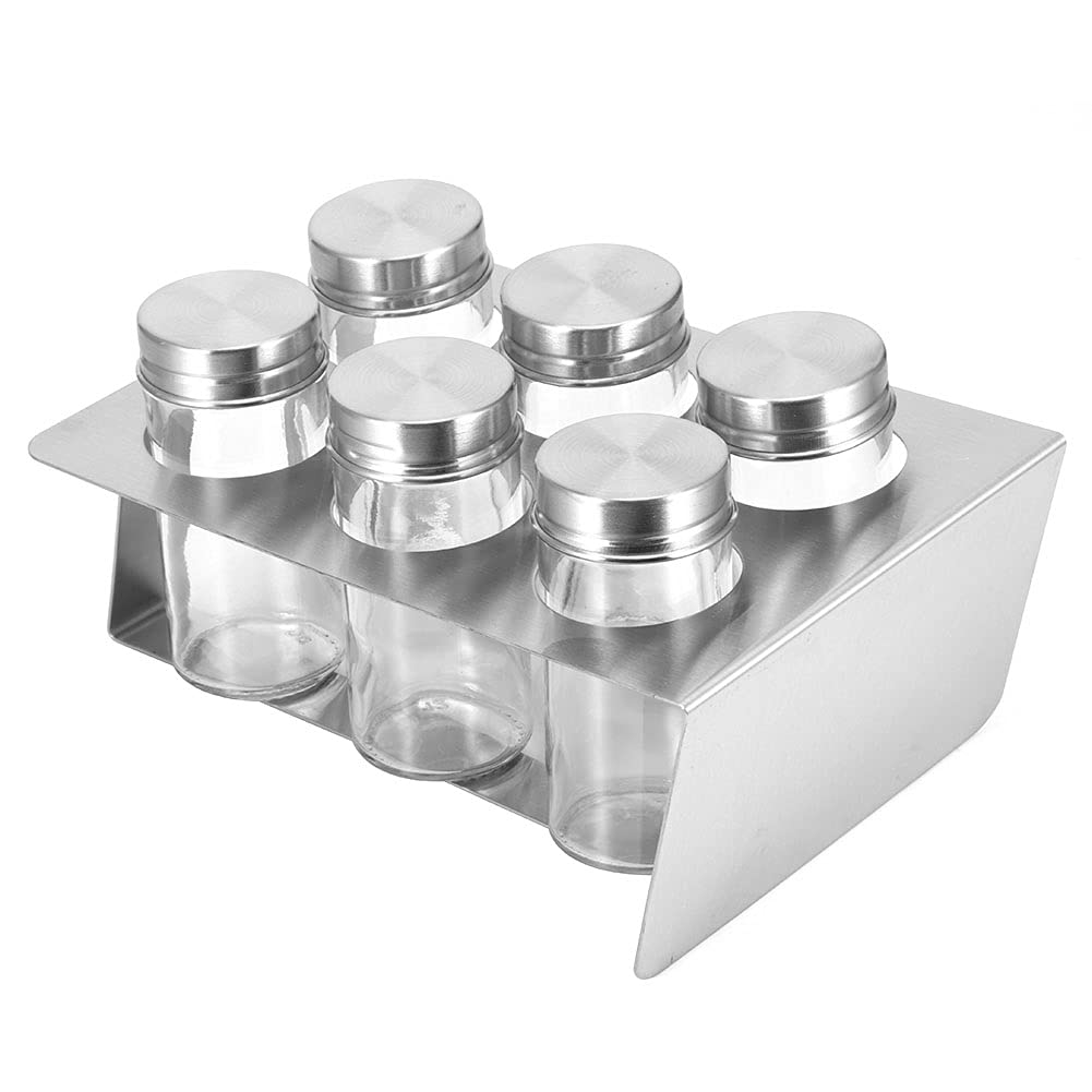 WANZSC 6pcs Stainless Steel Dustproof Seasoning Can Dustproof Seasoning Bottle Jar Set for Kitchen,Seasoning Bottle Seasoning Can Seasoning Jar