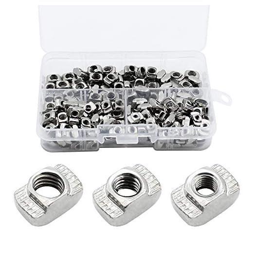SPTwj 180pcs T-Slot Nut Nickel Coated M3 M4 M5 for Aluminum Profile European Standard (Silver)