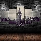 【Sans cadre♥Taille】 : Environ 200x100 cm (LxH) (40x60 40x80 40x100 40x80 40x60) - 5 pièces sur toile non tissée de haute qualité. Peinture sur toile non tissée, un cadeau parfait pour les parents et amis.