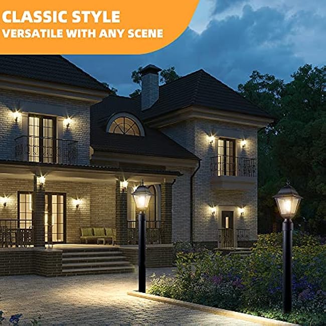 Outdoor Post Light Lamp Post Light Fixture Post Lantern Matte Black 16.5in