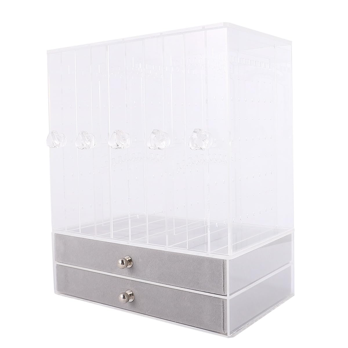 ifundom 1pieza Exhibidor Acrílico para Joyas con Puertas y Organizador de Anillos y Collares Transparente Soporte de Almacenamiento Multifuncional para Escritorio Casa y Tienda