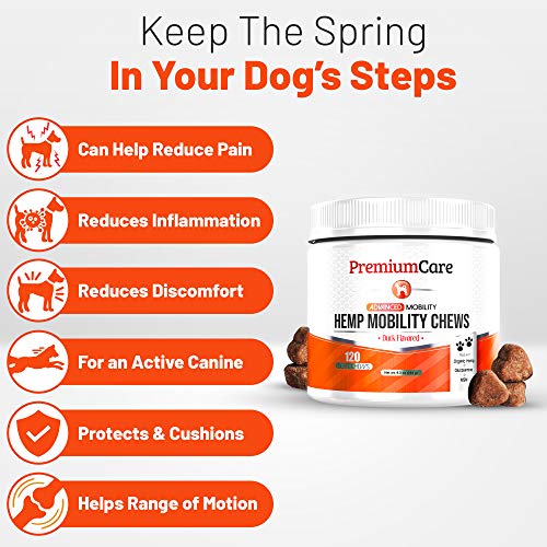 PREMIUM CARE Glucosamine for Dogs with Organic Hemp - Advanced Hemp Hip & Joint Supplement for Dogs - Supports Healthy Joint Function and Helps with Pain Relief - 120 Count Made in USA - Thumbnail 4