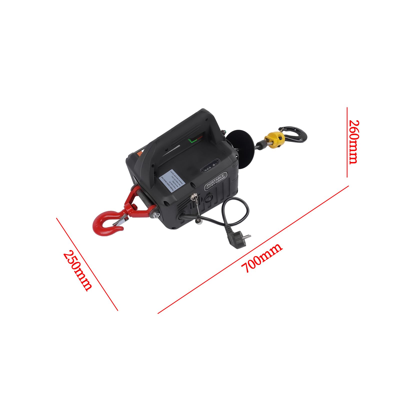 Verricello elettrico pesante, 1500 W, 498,95 kg, capacità di carico 500 A, velocità di sollevamento ≥ 4 m/min, argano motore 7 m, altezza di sollevamento, copertura per sollevamento fune Hopzty