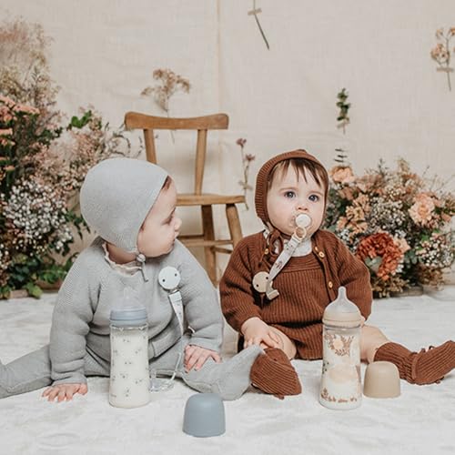 Suavinex, Attache-tétine en Tissu pour Bébé, Ruban Doux et Flexible, Chaîne - Pince avec Clip. Compatible avec Toutes les Sucettes à Anneau, +0 Mois, Convient Nouveau-nés, Poetry Bleu