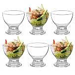 GK Global Kitchen Set of 6 Glass Prawn Cocktail Bowls Dishes Appetizer Prawn Cocktail Starter Serving Seafood Shrimp Salad Cocktail Nibbles Glass Bowls Stackable, 265ml
