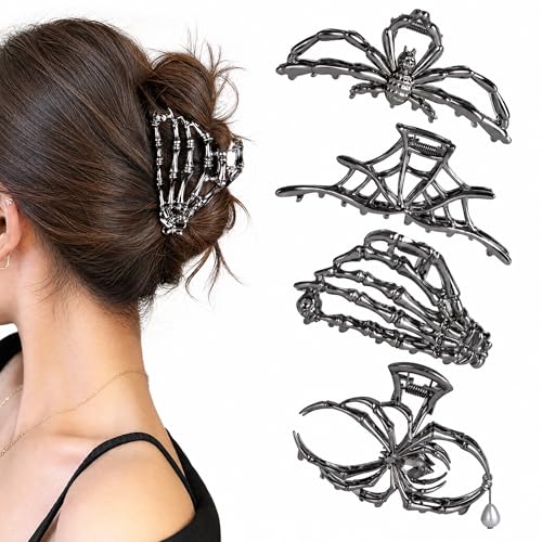 4PCS Spider Hair Claw Clips for Women Girls Goth Hair Accessories for Thick Thin Hair Halloween Gifts