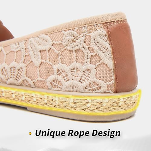 Image of BABUDOG Women's Flats with Flower Embroideried,White Lace Ballet Flats,Comfortable Dress Flats